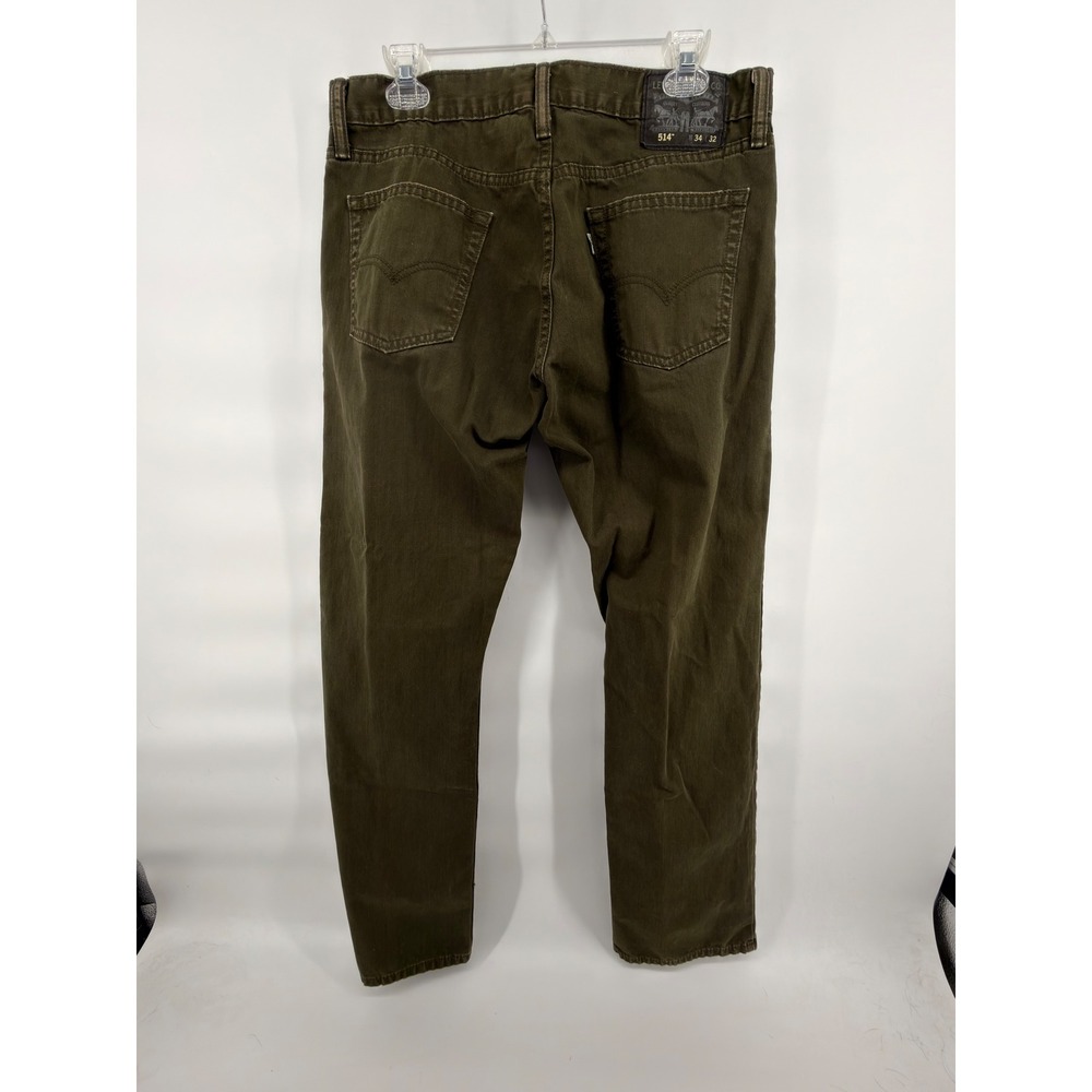Levi's 514 Straight Jeans Mens 34x32 Olive Green 100% Cotton Pants 04514-0249 - Picture 3 of 6